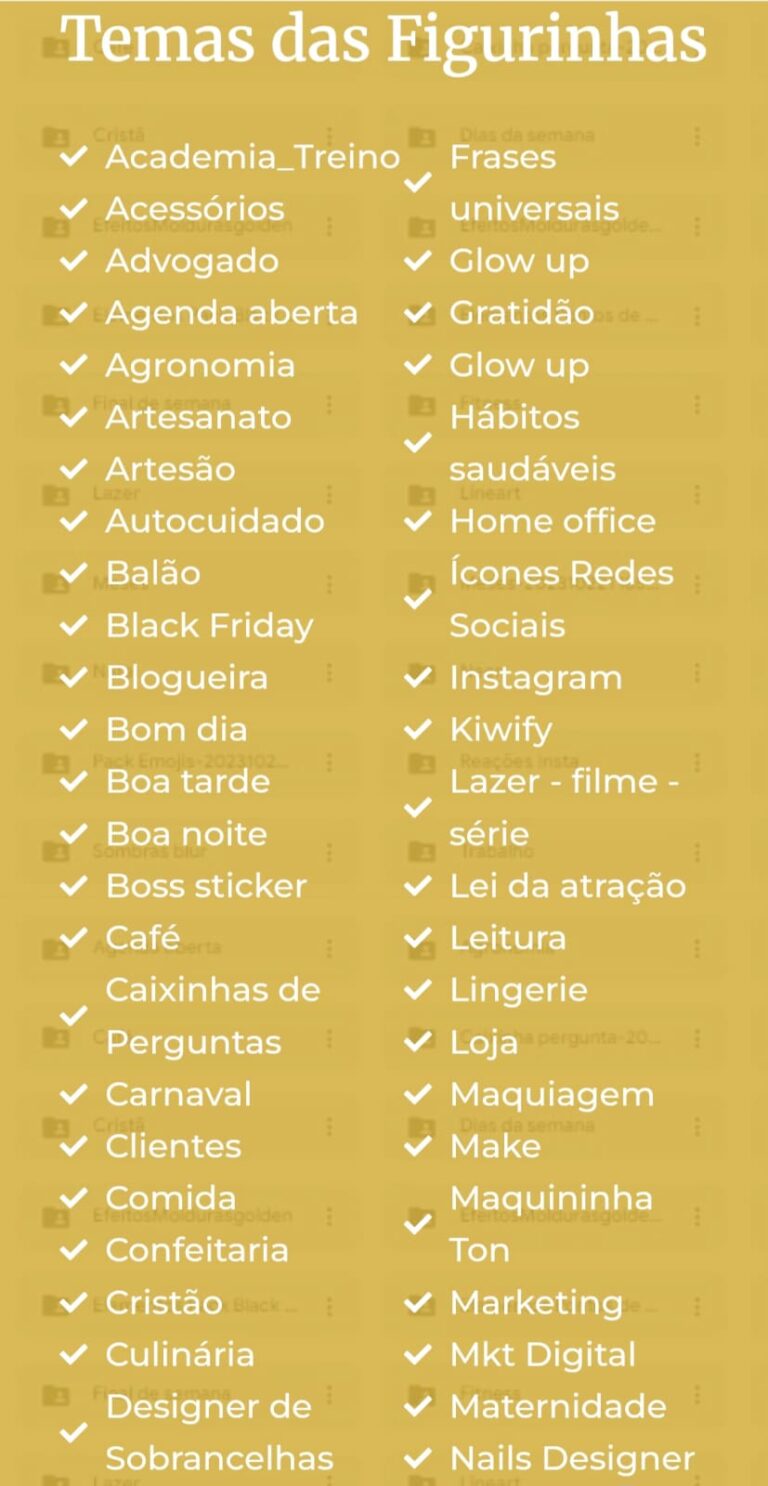 Amostra de figurinhas do pack 1